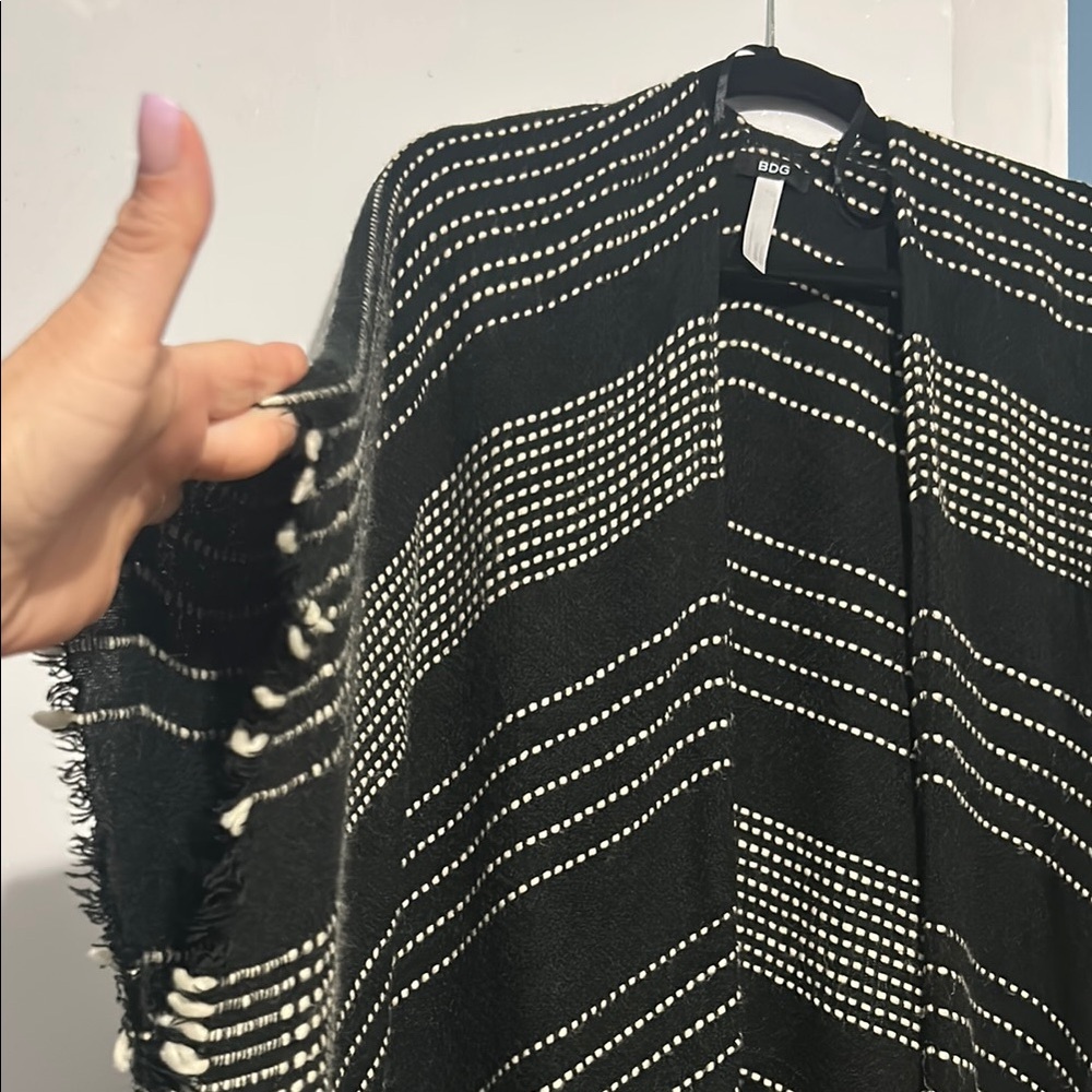 BDG Black and White Studded Poncho Cape - Picture 2 of 5